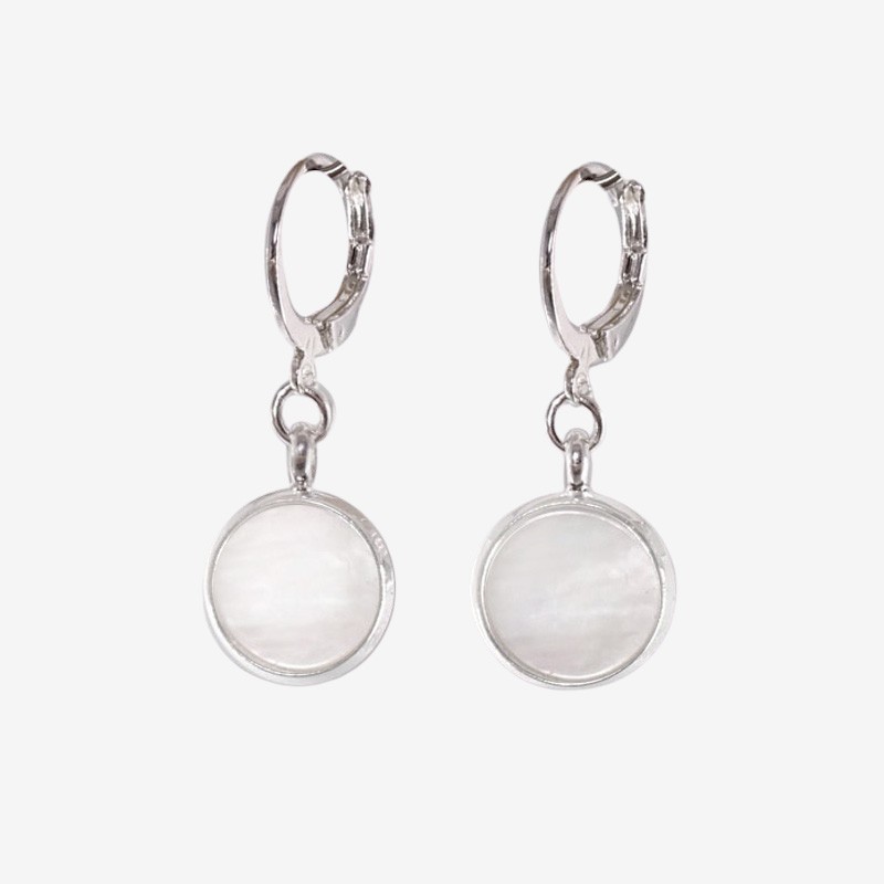 silver Earrings with  Mother Of Pearl, CHORANGE French Designer Fashion Jewelry in Cannes.