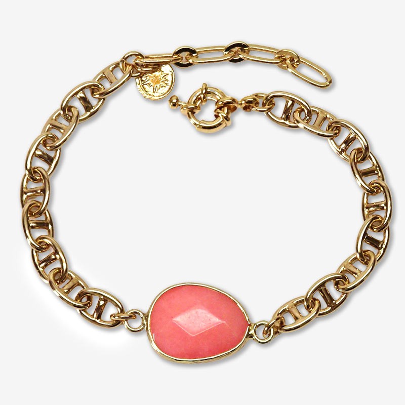 Chain bracelet size 15cm-gemstone : amazonite-lapis lazuli-pink jade-jasper-labradorite