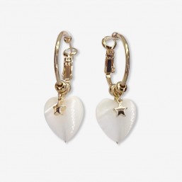 This earring is plated real gold 24 carats
pendant with heart in Mother of pearl
