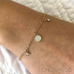 Chain bracelet size 15cm-métal pendants with zircon