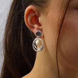 boucle d'oreilles plaque argent -bijou fantaisie createur