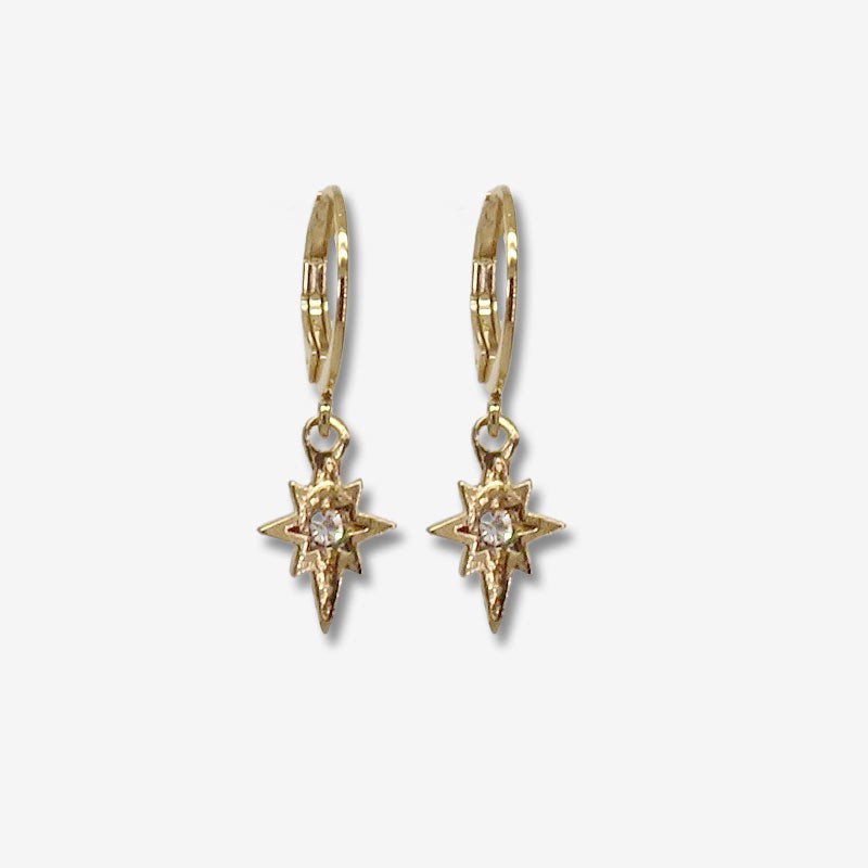hoop earring gold plated with a star pendant