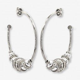 boucle d'oreille créole tendance en métal plaqué argent