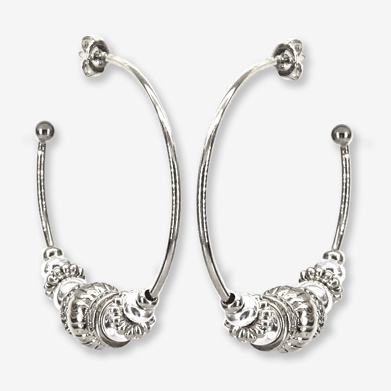 boucle d'oreille créole tendance en métal plaqué argent