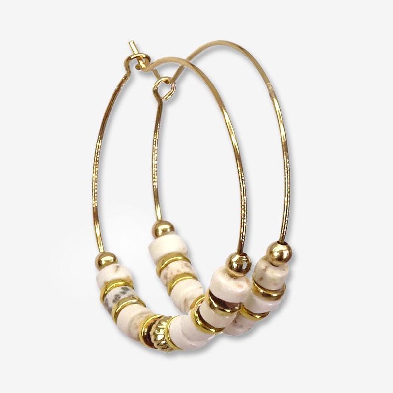 Hoops Earring gold Chorange gemstone