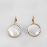 Boucles d'oreilles fantaisie nacre blanche doré or 24  sans Nickel