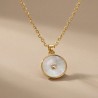 Collier avec nacre blanche, métal doré or fin 24 cts, CHORANGE Créateur Bijoux Fantaisie à Cannes (France)