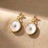 Boucles d'oreilles en métal or avec  nacre naturelle blanche
