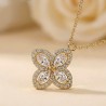 collier acier doré et zircons