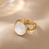 Bague réglable , nacre blanche, doré or 24 cts,  Fabriquées en France. Chorange Créateur Bijoux Fantaisie