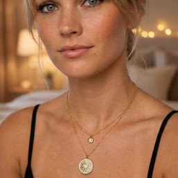 collier fantaisie double rang en acier doré résistant à l'eau -bijoux fantaisie fabriqué en France